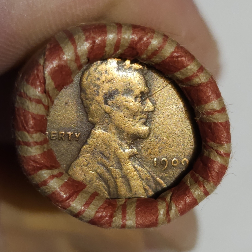 1913-S/1909-P Wheat Enders on Unsearched Roll of 50 Lincoln Wheat Pennies